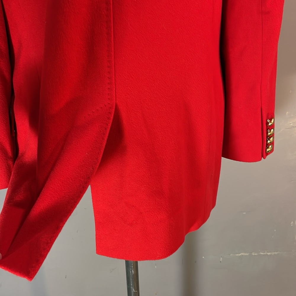 100% wool Jaeger double breasted blazer size 12 astounding quality gorgeous red! - Picture 11 of 17